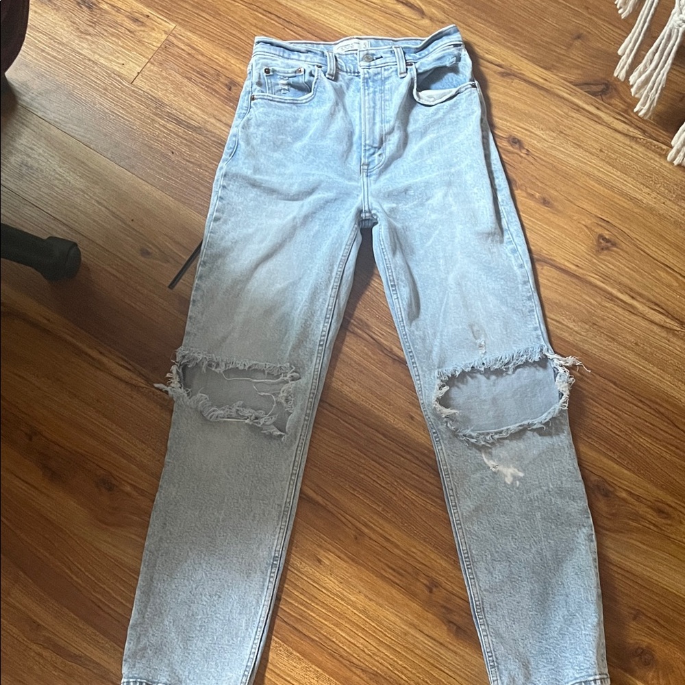 Abercrombie & Fitch Light Blue Distressed Boyfriend Jeans